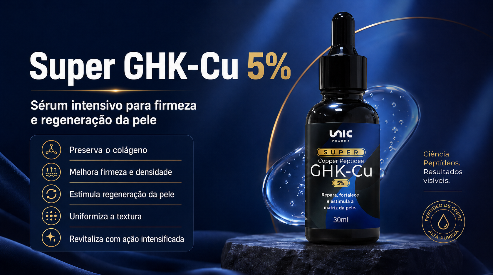 Super GHK-Cu 5% sérum facial da UnicPharma para firmeza e regeneração da pele