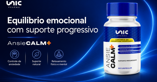 AnsieCalm Plus Suplemento Da UnicPharma Para Ansiedade Moderada Equilíbrio Emocional E Relaxamento