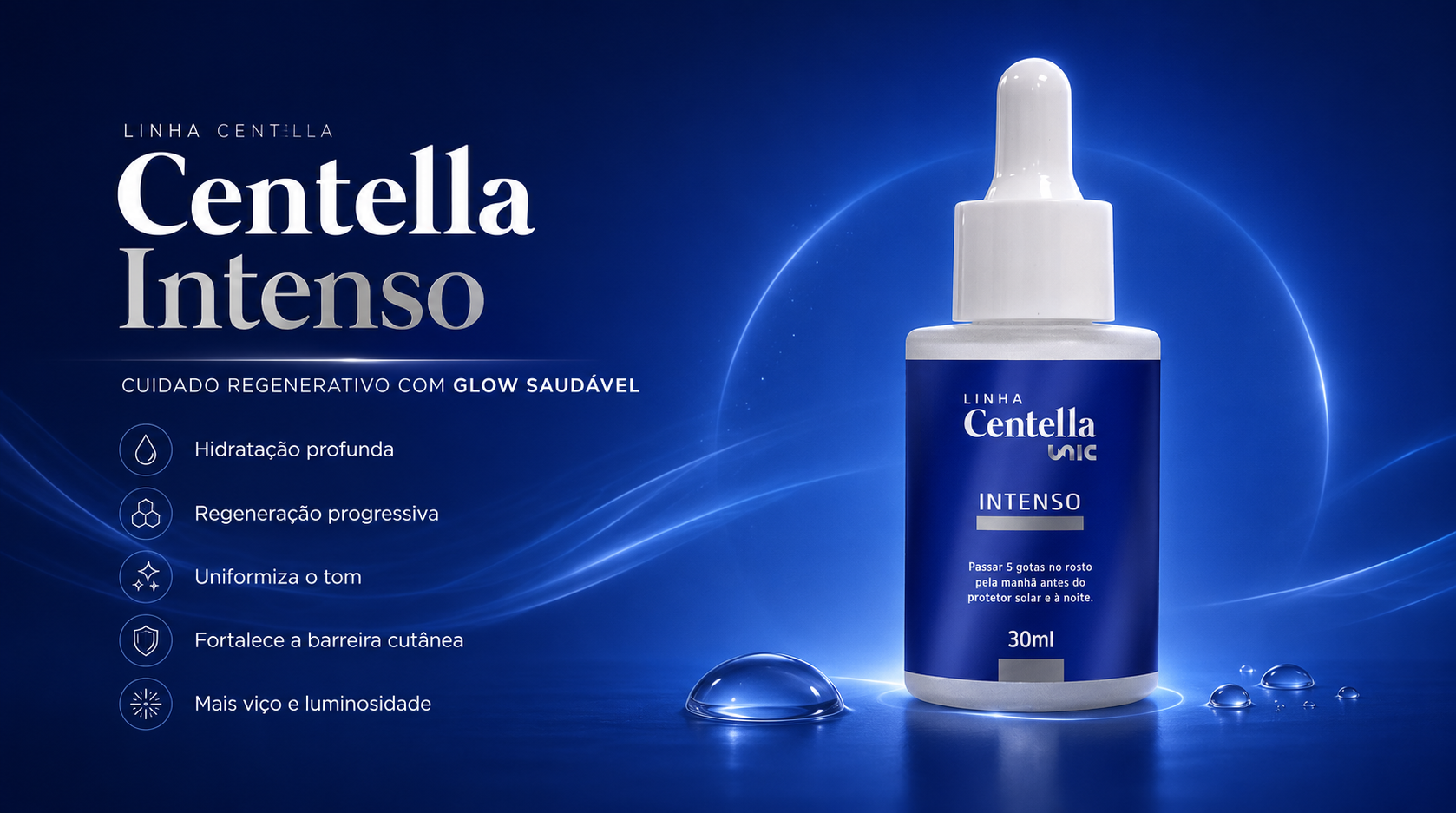Centella Intenso sérum facial da UnicPharma para hidratação profunda regeneração e glow da pele