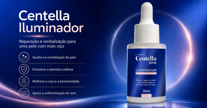 Centella Iluminador Sérum Facial Da UnicPharma Para Viço Luminosidade E Revitalização Da Pele