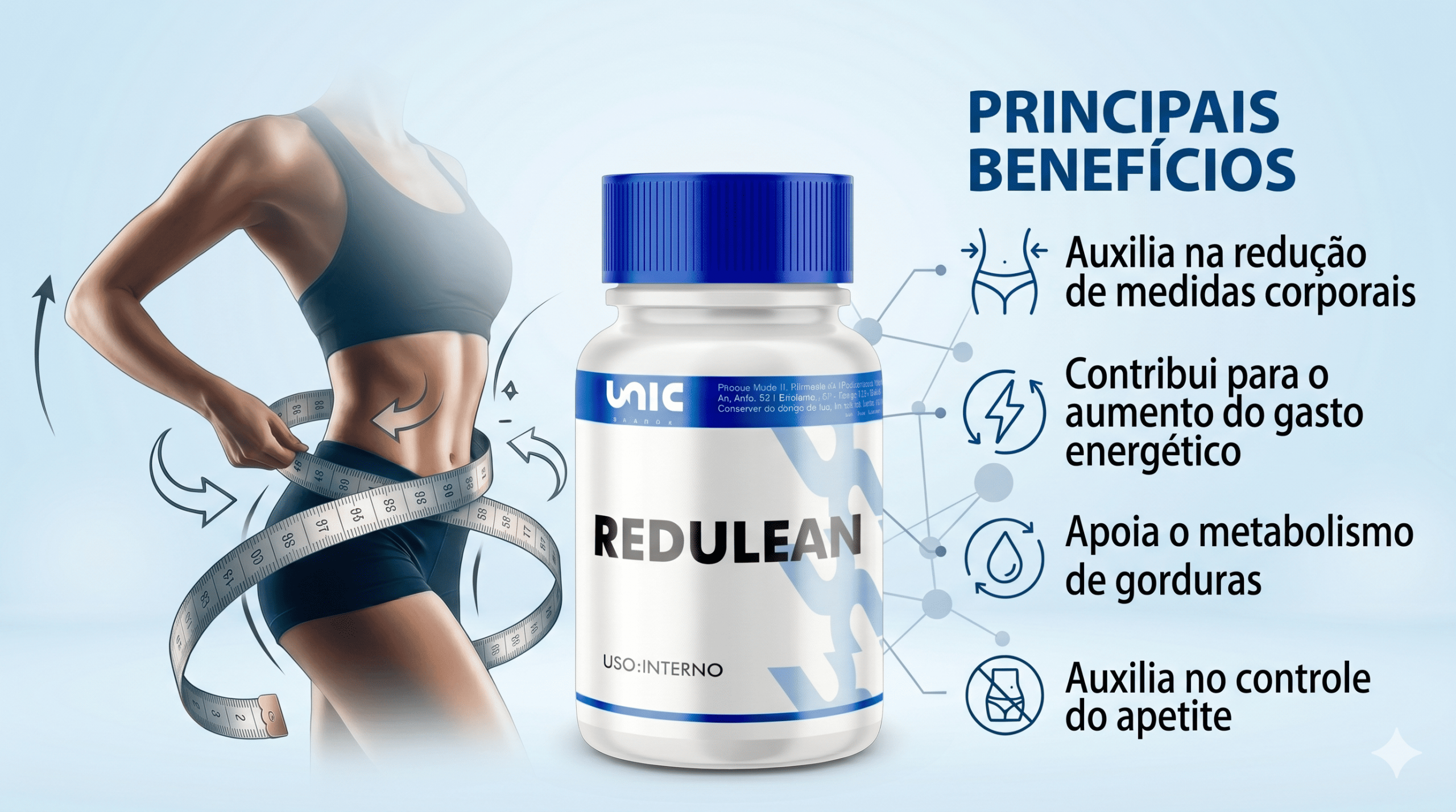 Imagem ilustrativa do Redulean suplemento da UnicPharma para suporte metabólico e controle de peso