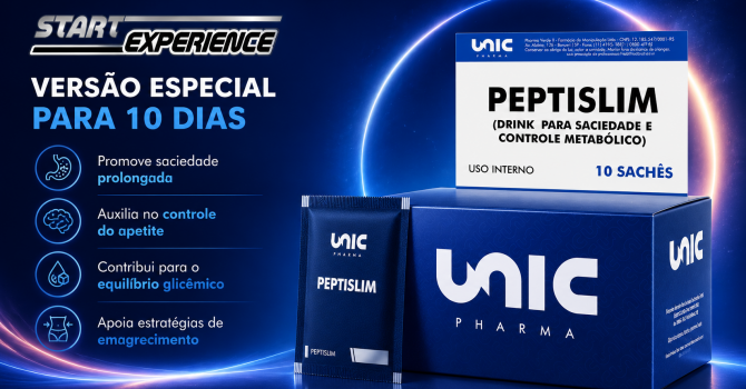 Peptislim Start Experience 10 Sachês Da UnicPharma Para Saciedade Controle Do Apetite E Equilíbrio Metabólico