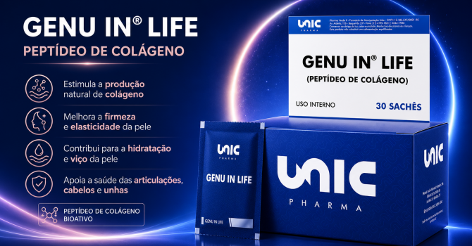 Genu-In Life Peptídeos De Colágeno 360 Graus Da UnicPharma Para Firmeza Elasticidade E Sustentação Da Pele