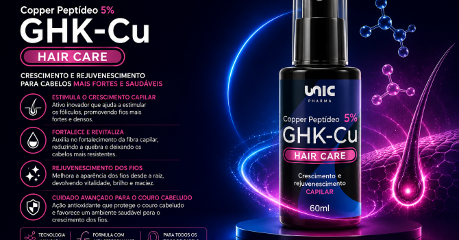 GHK-Cu HairCare Copper Peptídeos 5% Spray Capilar Da UnicPharma Para Crescimento Dos Fios Fortalecimento Da Raiz E Densidade Capilar