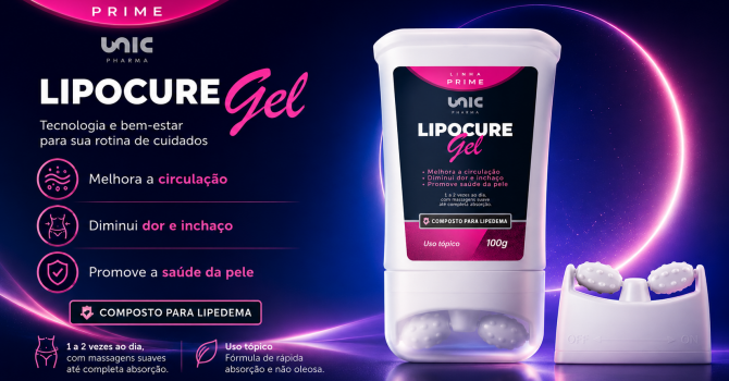 Lipocure Em Gel Para Lipedema Da Unic Pharma Com Ativos Para Suporte à Microcirculação E Conforto Da Pele