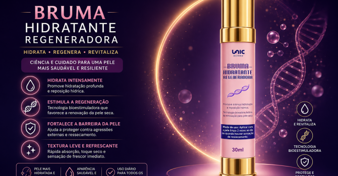 Bruma Hidratante Regeneradora 30ml Da UnicPharma Para Hidratação Refrescância E Proteção Da Pele Contra O Ressecamento