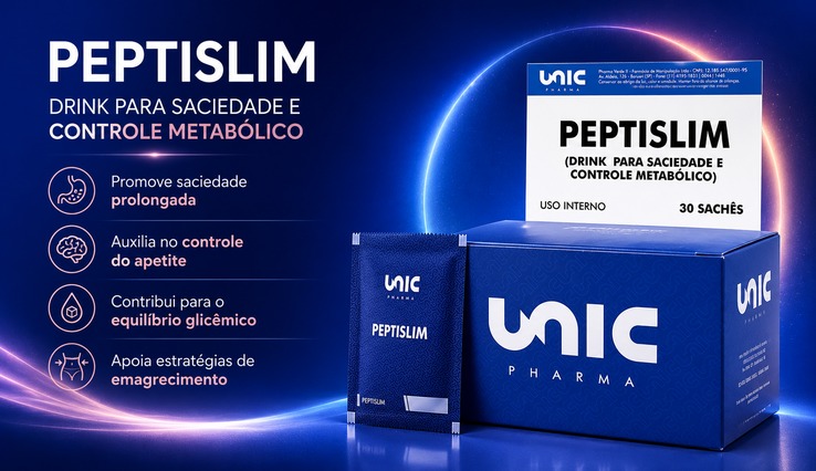 Peptislim drink funcional da UnicPharma para saciedade controle do apetite e equilíbrio metabólico